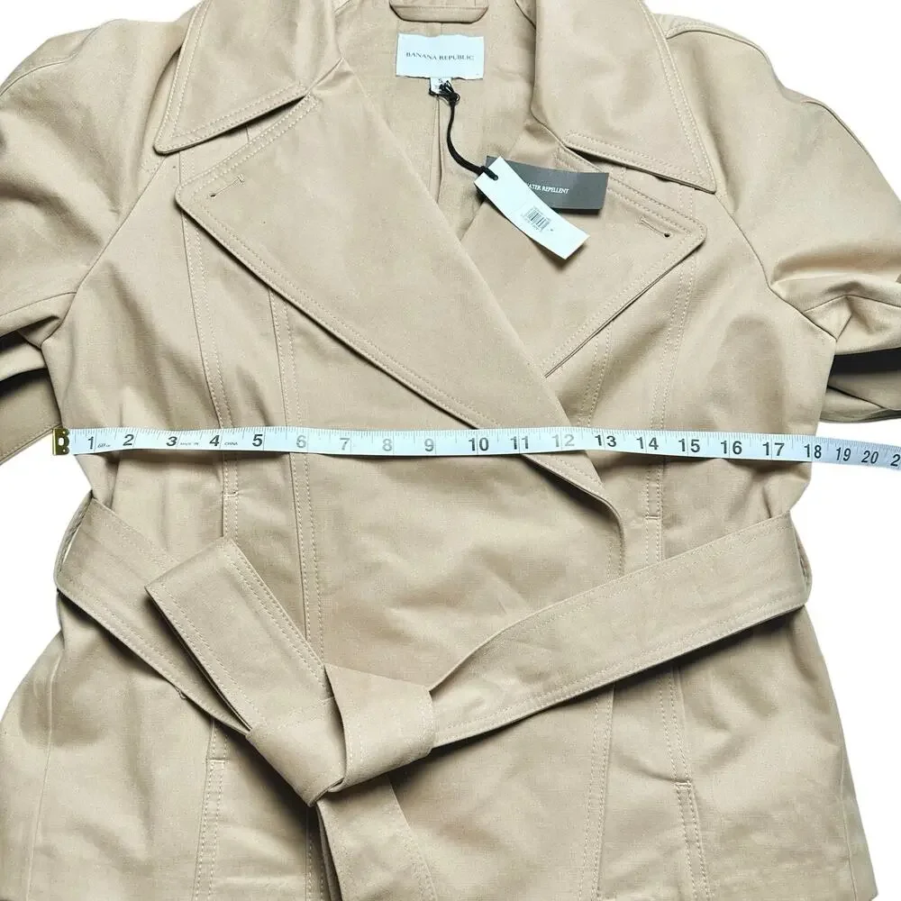 Banana Republic | Women | Beige Chic Cape Back Belted Short Trench Coat | Small - Picture 6 of 16